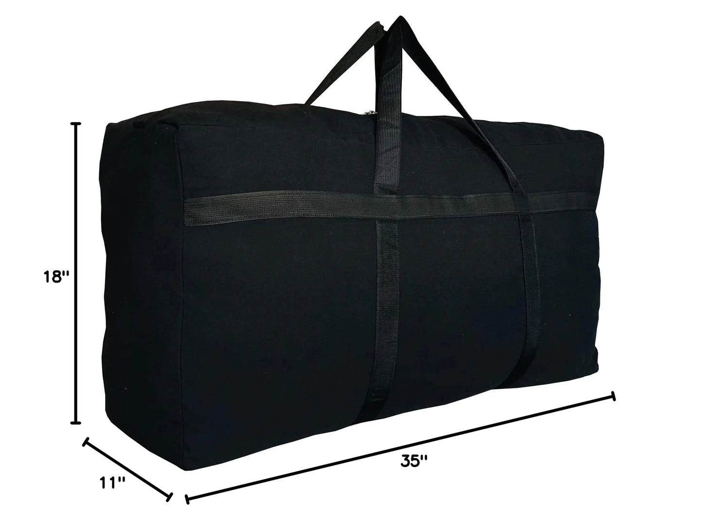 Storage Duffle Bag Large and Heavy Duty with Zippers and Handles - 38" X 11.8" X 23" Black